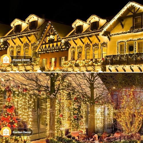 SyouHome Solar String Lights Outdoor, 4 Pack 400 LED Solar Christmas Lights