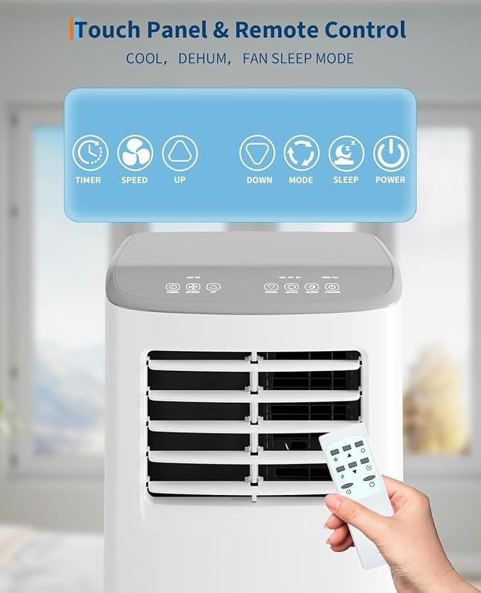 Garvee 3-in-1 Portable Air Conditioner, 8,000 BTU Portable AC Unit with Cooling, Dehumidifier & Fan for Rooms up to 350 sq.ft with Remote Control, Sleep Mode, 24H Timer and Window Kit