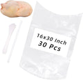 Large Turkey Shrink Bags 30Pcs 16x30In Chicken Bags Heat Shrink for Freezer | with Zip Ties, Silicone Straw for Turkey, Chickens, Rabbits