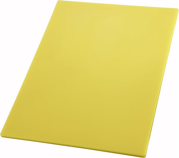 Winco Cutting Board, 12 by 18 by 1/2-Inch, Yellow | Dishwasher safe, Stain resistant, Minimizes dulling, HACCP approved, Great for Charcuterie, Appetizers and Buffet Displays