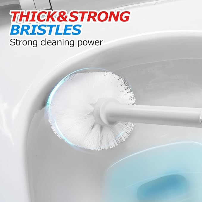 FORASTO 2 in 1 Toilet Plunger and Brush Set,Extended Handle Plunger,Toilet Bowl Brush Plunger Set,Bathroom Cleaning Tools,Cleaning Brush,Toilet Brush Plunger Combo,Cream Grey（21inch）