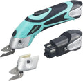 Cordless Electric Scissors for Cutting Fabric, Cardboard, Box Cutter, Carpet. Power Shears for Sewing, Scrapbooking, Crafting (2pc Battery, 2pc Blade - Lower Noise)