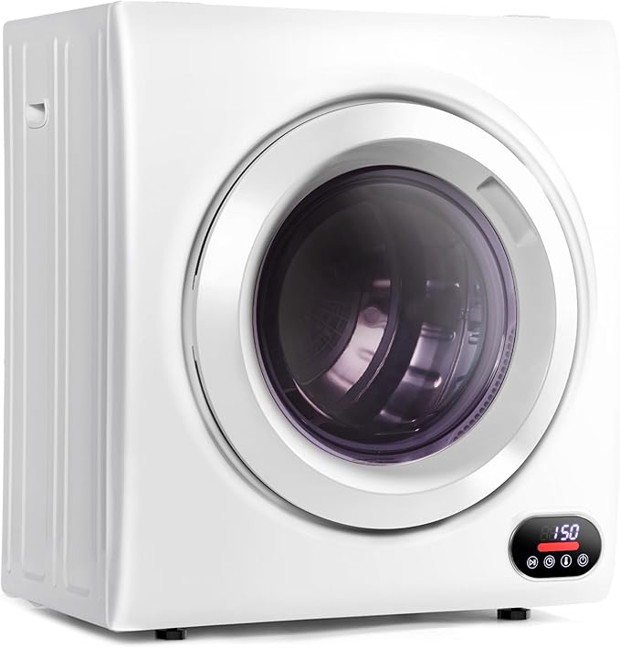 Euhomy Portable Dryer, 1400w, 2.65 Cu.Ft. Clothes Drying Machine with Exhaust Hose, Compact Dryer with Stainless Steel Drum, LCD Display, Suitable for Home, Apartment, RV