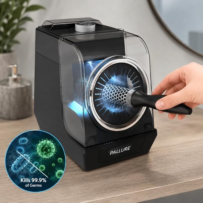 Pallure Automatic Hair Brush Cleaner – Removes Hair And Disinfects In Seconds, Removes Dust & Build Up from Hair Brushes – Salon & Home Cleaning Tool for Stylists and Beauty Lovers