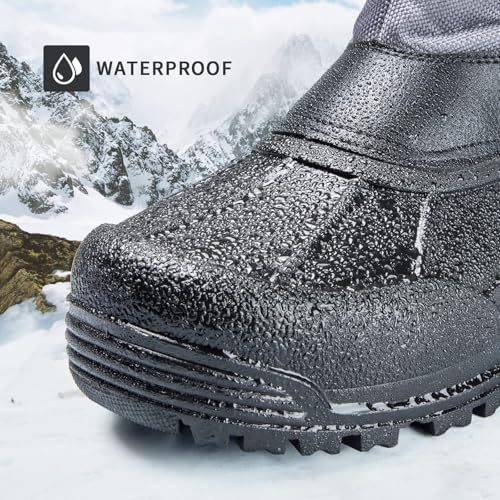 mysoft Men's Winter Snow Boots Mid Calf Waterproof Insulated Fur Lined Warm Anti-Slip Zip Boot