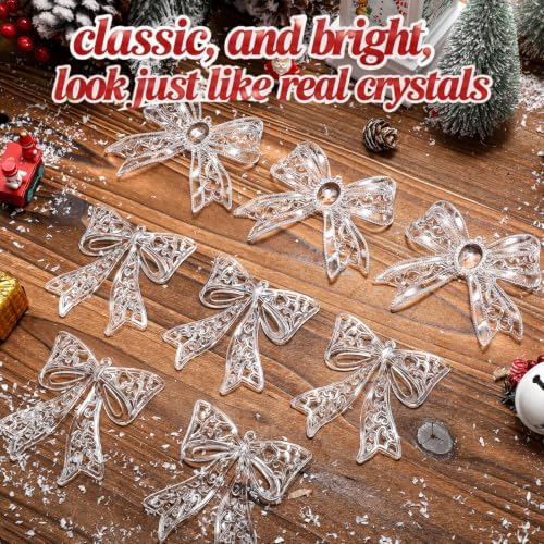 Syhood 100 Pcs Crystal Christmas Tree Ornaments, Bows