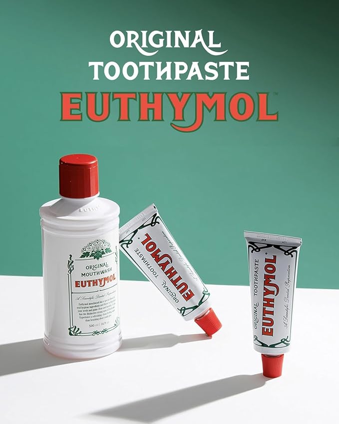 EUTHYMOL Original Pink Toothpaste, Fluoride-Free | 3.7 fl oz*2 (2 Pack) | Fluoride-Free Toothpaste for Sensitive Teeth & Gum. Bad Breath, Cavity Prevention, 12-Hour Long Lasting Freshness