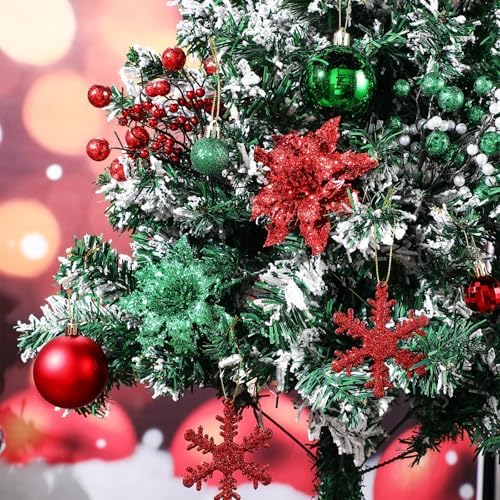 Sratte 94 Pcs Christmas Tree Ornaments Decoration Set, Red, Green
