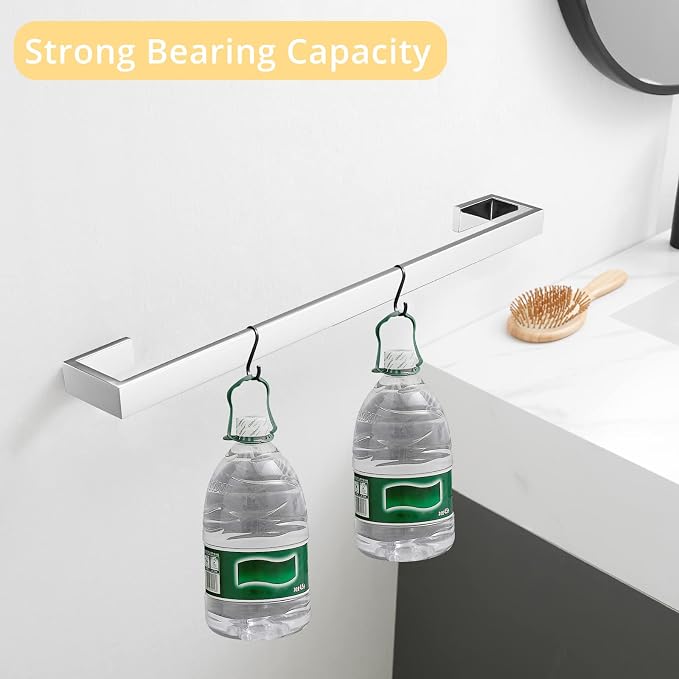 Fapully 23.6-Inch 6 Piece Bathroom Hardware Accessories Set Stainless Steel Wall Mounted Chrome Include Towel Bar,Hand Towel Holder,Toilet Paper Holder,Robe Towel Hook,Coat Hook,Towel bar Set.