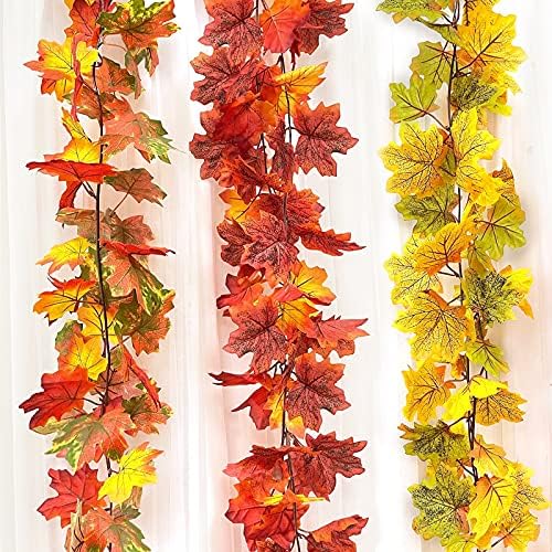 2 Pack Fall Maple Leaves Garland Thanksgiving Fall Decor for Home 5.9FT
