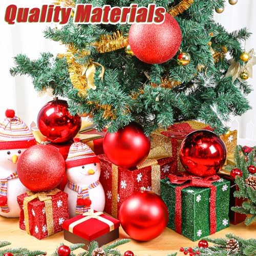Wettarn 6 Pcs Extra Large Christmas Ball Ornaments 8'' Shatterproof, Red