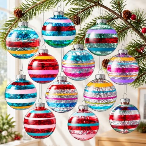 12 Pcs Vintage Glass Christmas Ornament Reflector Decor, Fashion