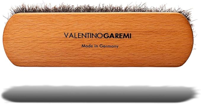 Long-Bristle Horsehair Shoe Shine Brush – Premium Buffing Brush for Leather Shoes & Boots – Hard Wood Handle with Sloted Bristles – Made in Germany