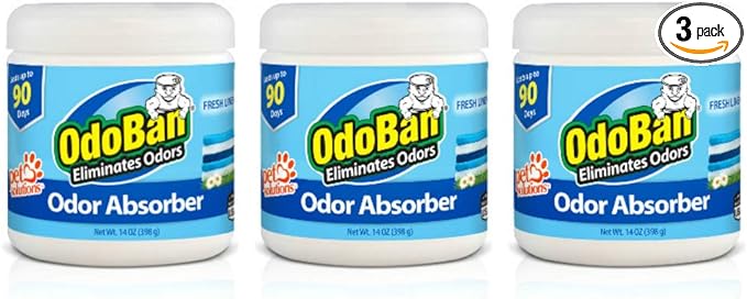 OdoBan Solid Odor Absorber Eliminator for Home and Small Spaces, Fresh Linen Scent, 14 Ounces Each, 3-Pack