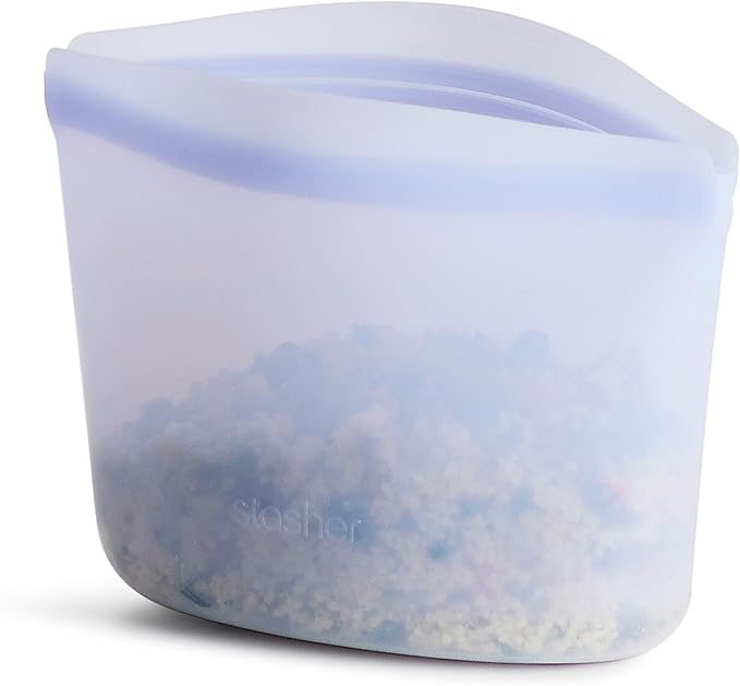 Stasher Silicone Reusable Storage Bag, 2-Cup Bowl, Reusable Freezer Bag, Microwave, Dishwasher, Oven Safe, Sous Vide, Lunch Containers, Eco Friendly, Food Storage Bags, Snack Bags, 16 oz, Lavender | Food-Safe Silicone, Freezer, Sous Vide, Microwave, Di...