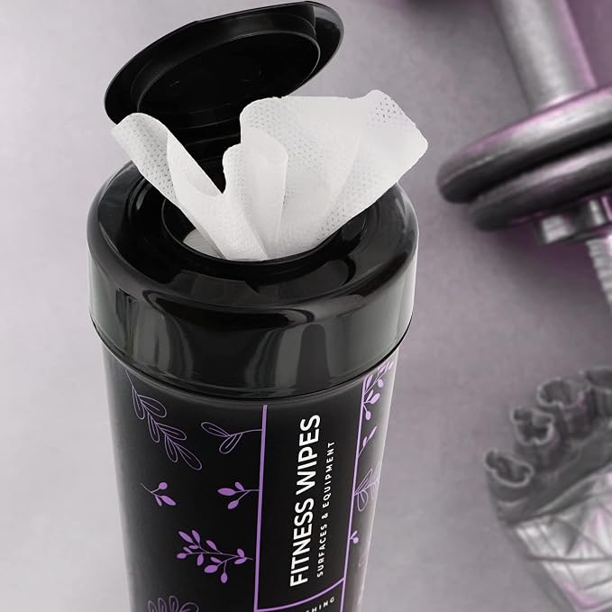 Wipex Screen Wipes & Gym Wipes Combo Pack - 75ct Gym Equipment Canister & 24ct Individually Wrapped Fitness Touch Screen Cloths, Safe for Yoga Mats & Electronics, Lavender Scent