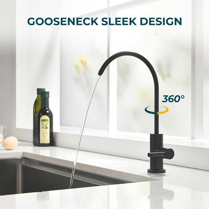 Hiqufet Kitchen Sink Drinking Water Faucets, Stainless Steel Water Filter Faucet for Reverse Osmosis or Water Filtration System, RO Bar Sink Faucet, Matte Black