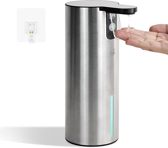 LAOPAO Electric Dish Soap Dispenser for Kitchen, Rechargeable Touch Liquid Hand Soap Dispenser for Bathroom, Stainless Steel Soap Pump, Water-Resistant,11.8oz, Xmas Gift