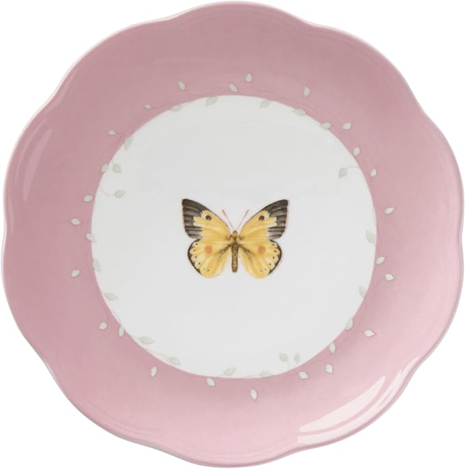 Lenox Butterfly Meadow Porcelain Dessert Plates, 8 Inch, Set of 4 | Dishwasher safe | floral design | kitchen and dining essential, gift for women, dinnerware, plates gift