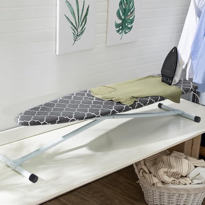 Seymour Full Size Ironing Board with Cover & Pad – USA-Made with Enhanced Grip Feet for Extra Stability – Adjustable Steel T-Legs 35" High – Perforated Top – Durable Iron Board for Home
