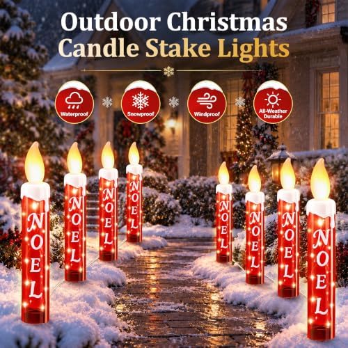 5 Pack Noel Christmas Candle Stake Lights, 23 in (Red, White)