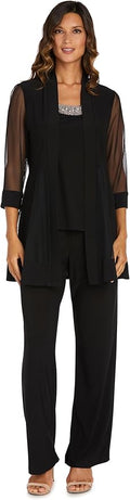 R&M Richards Women's Beaded Neck 2 Piece Pant Set