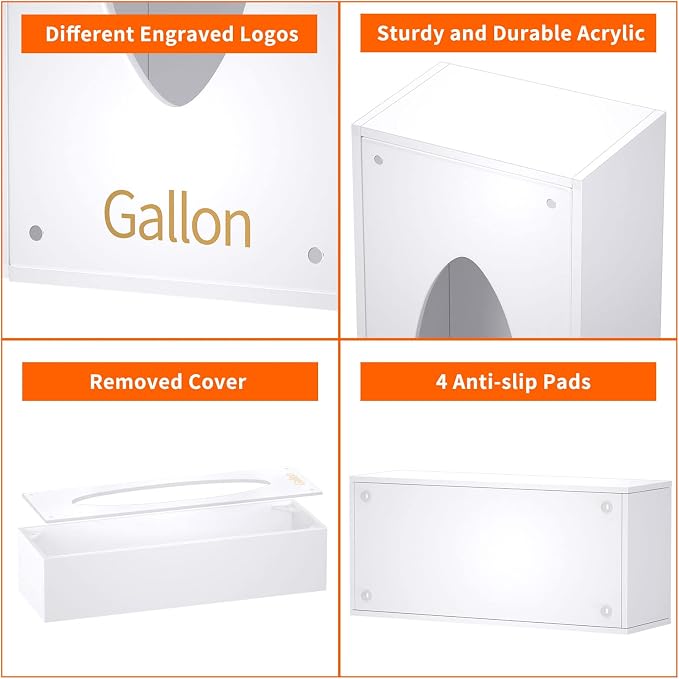 FEMELI Food Bag Storage Organizer Acrylic Kitchen Drawer Baggie Box White | 4 Separate Pack Compatible with Gallon, Slider Quart, Freezer, Sandwich, Snack, Variety Size Bags