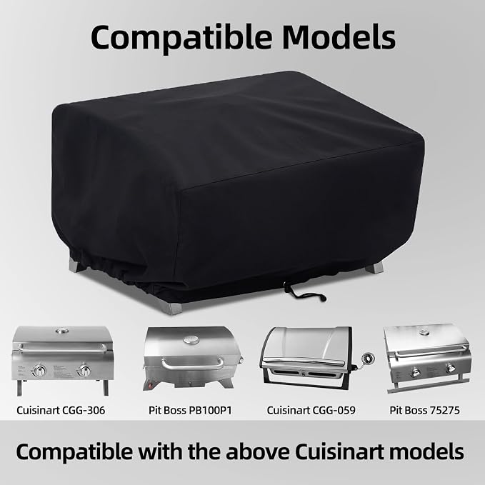 Grill Cover for Cuisinart CGG-306/CGG-059 Tabletop Grill, Cover Only | Waterproof, UV-Resistant, Windproof Drawstrings, Anti-fade, Outdoor Patio Grill Shield, Backyard BBQ Guard