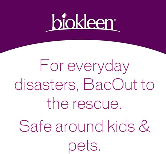 Biokleen Bac-Out Stain+Odor Remover, Destroys Stains & Odors Safely, for Pet Stains, Laundry, Diapers, Wine, Carpets, & More, Eco-Friendly, Non-Toxic, Plant-Based, 16 Ounces (Pack of 12)