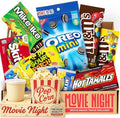 Movie Night Supplies - Movie Gift Basket with Candy Variety & Snack Trays