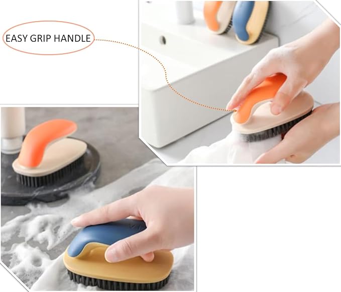 Laundry Scrub Brush Small Size with Handle - Multipurpose Cleaning Tool for Cloth Scrubbing, Bathroom, Sink, and More (1, Gray)
