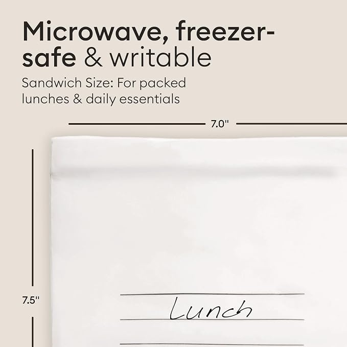 Vove Compostable Sandwich Bags 30 Ct, Plastic-Free Lunch Bags for Kids and Adults, PFAS-Free and BPI Certified, Freezer Safe Airtight Seal for Sandwiches and Meal Prep, Plant-Based