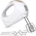 Handmixer Electric Handheld- 5 Speed Portable Kitchen Mixer Electric Handheld with 5 Stainless Steel Accessories Whisk, Food Beater, ‌Ivory