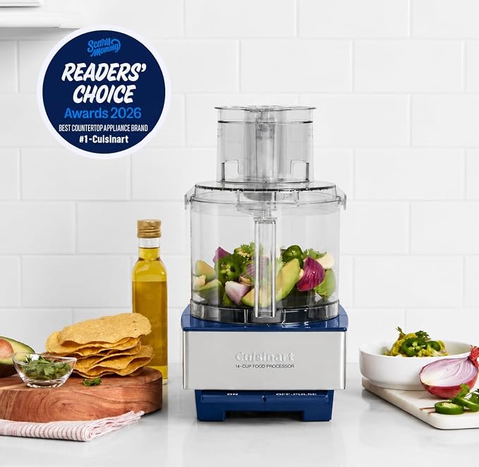 Cuisinart Food Processor 14-Cup Vegetable Chopper for Mincing, Dicing, Shredding, Puree & Kneading Dough, Navy Stainless Steel, DFP-14BCNYCB