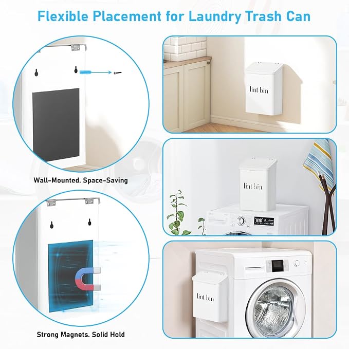 10Pcs Dryer Vent Cleaner Kit - Reusable Dryer Balls - Metal Lint Bin | Laundry Room Organization with Dryer Cleaning Kit & Dryer Lint Vacuum Attachment & Lint Trash Can & Washer Balls