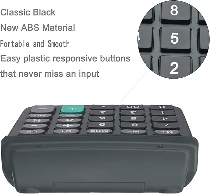 Calculators, BESTWYA Large Button Desk Calculator (Black, Pack of 4) | 12-Digit Dual Power Angled LCD Display Handheld Desktop Feature for Office, School, Home