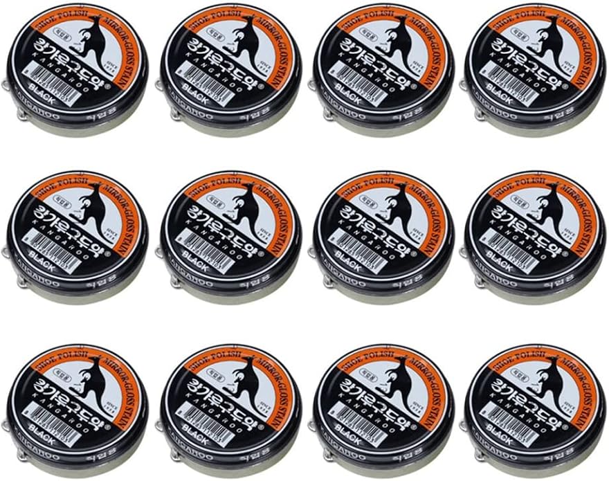 12 pcs of Kangaroo Shoe Boots Polishes Dyes Polishes Mirror-Gloss Stain Shine Wax 40g For Professional, Black Color