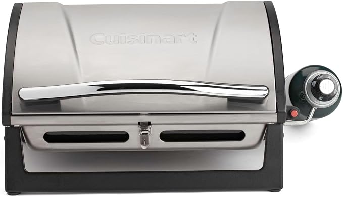 Cuisinart Gas Grill with Locking Lid, Portable, 8,000 BTU, 10 lbs.