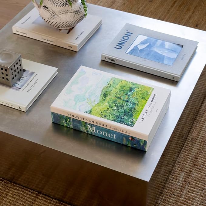 Decorative Cable Management Box - Book Shape Cord Organizer Box with Magnetic Closure for Home & Office (GoghMonet, Slim)