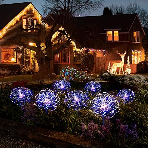 Solar Garden Lights for Outdoor Decor, Waterproof 2 Pack Solar Powered Firework Stake 120 LED Sparklers String Lights for Yard Pathway Christmas Decorations(Colorful)