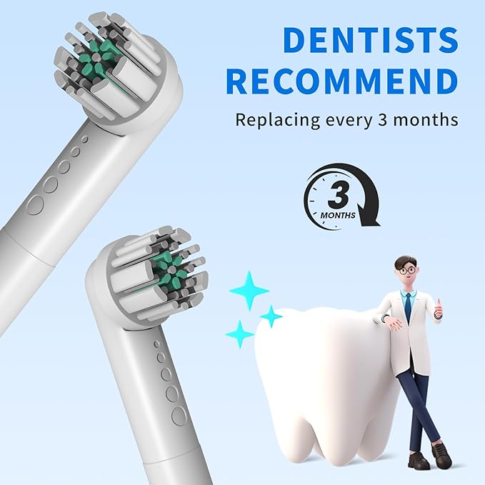 Toothbrush Replacement Heads Compatible with Quip 360 Oscillating Electric Toothbrush, Soft Bristles Brush Heads, White, Pack of 4