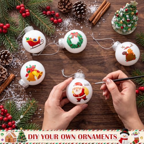 Zubebe 72 Pcs 2.4 Inch Blank White DIY Christmas Ball Ornaments for Craft