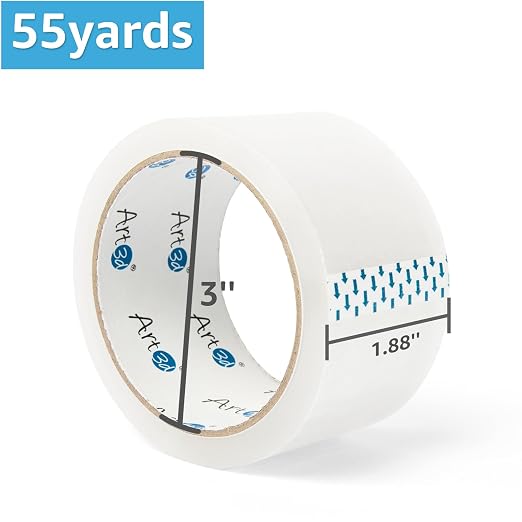Art3d 36 Rolls Clear Packing Tape, 1.88" x 55yds, Heavy Duty | 2.2 mil Thick, Carton Sealing, Strong Adhesive Tape for Shipping Moving Boxes, Home and Office Use