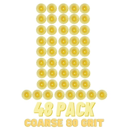 Dedeco Sunburst Radial Bristle Discs 48-Pack - 3/4" Curved - Yellow 80 Grit (Coarse) - Aluminum Oxide for Polishing & Finishing