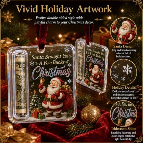 Crystal Christmas Cash Gift Holder Ornament Clear Acrylic Money Decor，A6