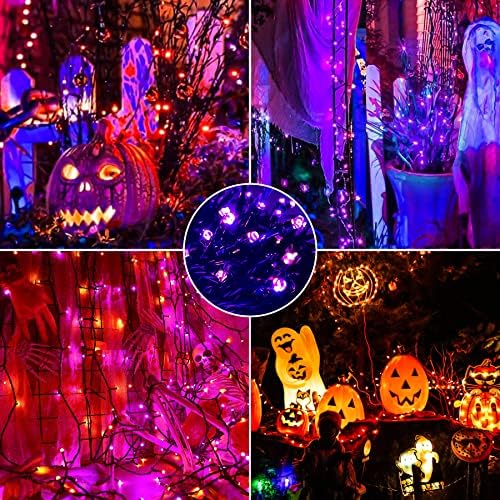 MZD8391 105FT 300LED Halloween Light, Orange Purple Christmas Light