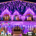33ft Purple Christmas Lights Outdoor, 400 LED Icicle Lights for Outside Indoor Twinkle Christmas Light with Connectable Clear Wire 8 Modes Timer Waterproof for House Party Tree Holiday Yard Decoration