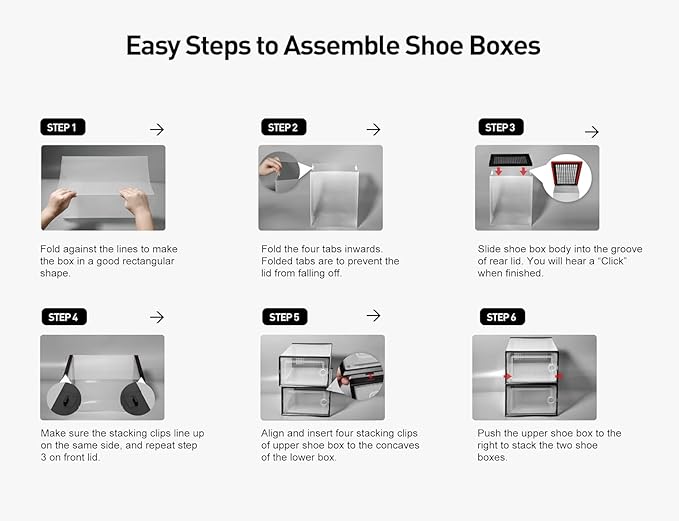 Kuject X-Large Shoe Storage Boxes Organizers Clear Plastic Stackable 12 Pack, Shoe Rack & Holder Substitute, Sneaker Containers, Toy Storage Organizer Bins for Entryway, Closet, Under Bed, Black