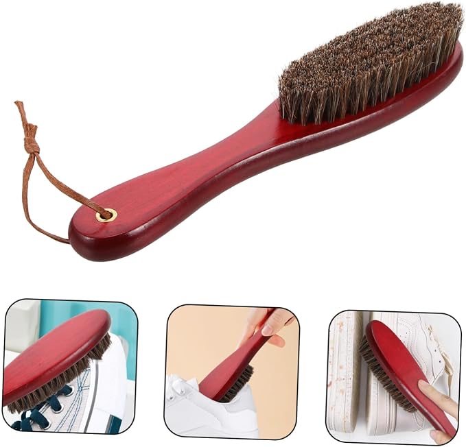 NOLITOY 5pcs Handle Horsehair Cleaning Brush for Shoes Clothing and Laundry Versatile Scrub Brush Lightweight Design for Daily Use