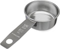 1/4 Cup Stainless Steel Measuring Cup | Sturdy Metal 60 ml | 60 cc | 2 oz | Single Cup for Wet and Dry Ingredients | Great for use as 1/4 Cup Dog Food Scoop - 1 PK